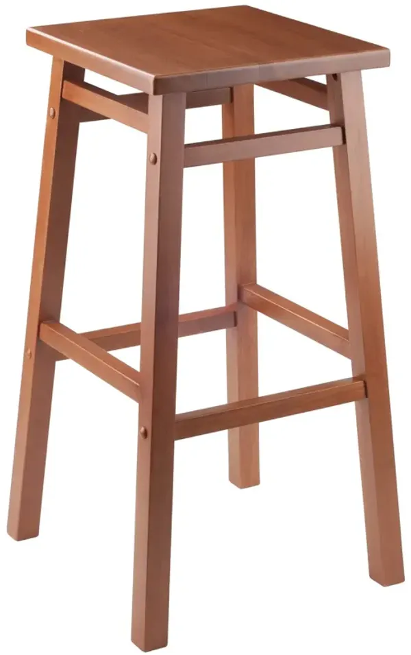 Ergode Wood Carter Square Seat Bar Stool - Teak Finish | Solid Wood Construction | 2 Height Options | Sturdy & Stylish | Easy Assembly | 29"H | 14" Square Seat