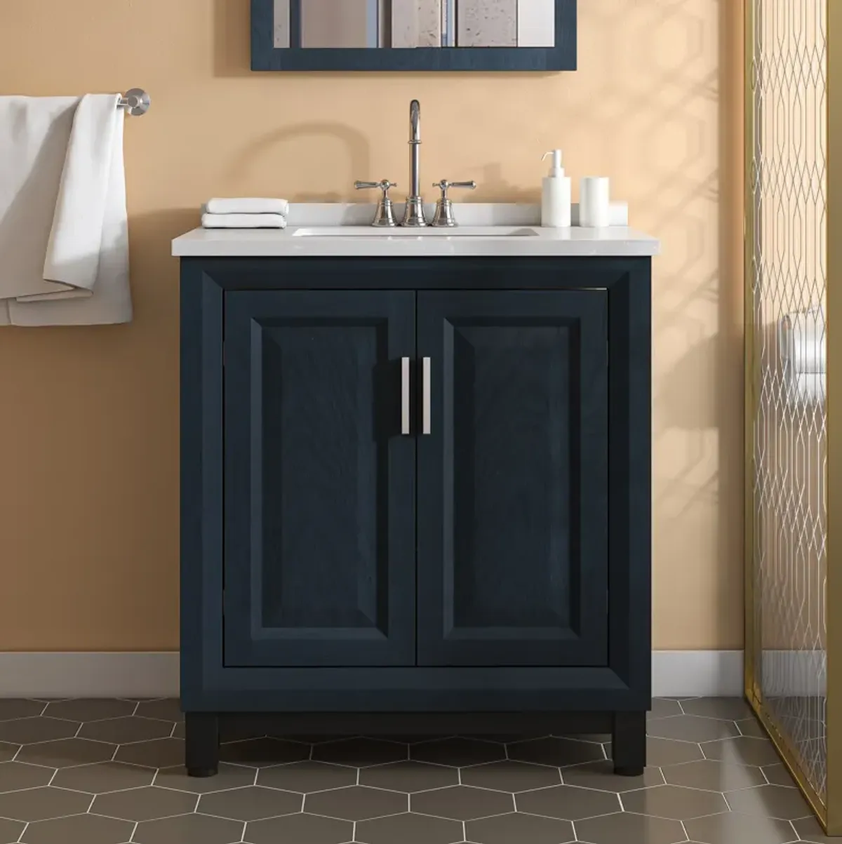 FESTIVO 30" Freestanding Vanity with Marble Top and Storage Cabinet