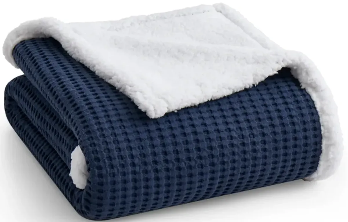 Mills Waffle Sherpa Throw Blanket - Levtex Home