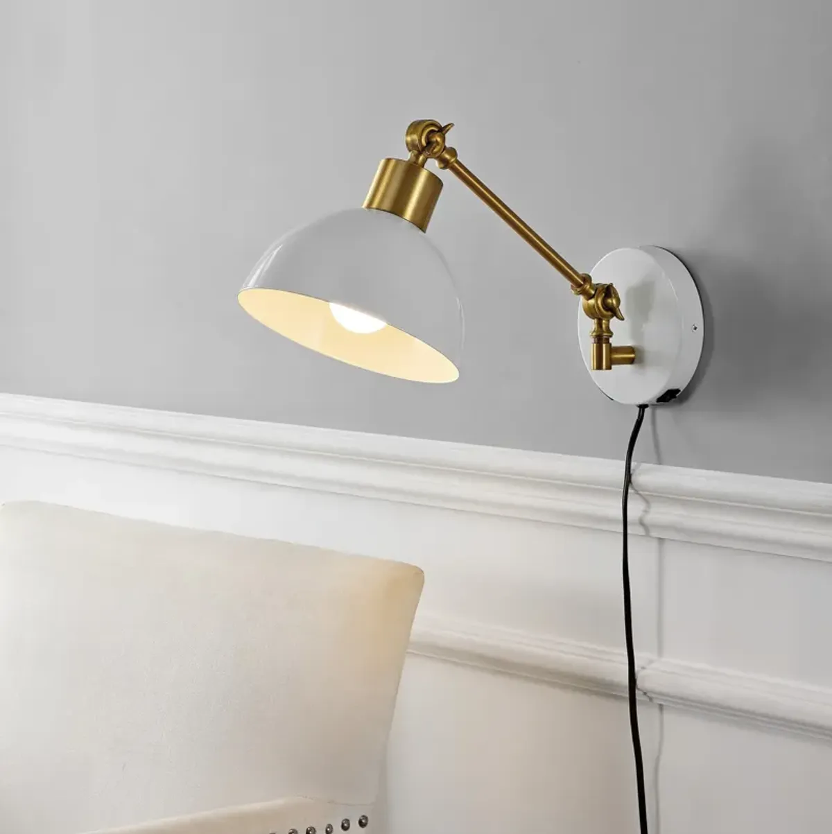 Lisa Swing Arm Modern Midcentury Iron USB Charging Port LED Sconce