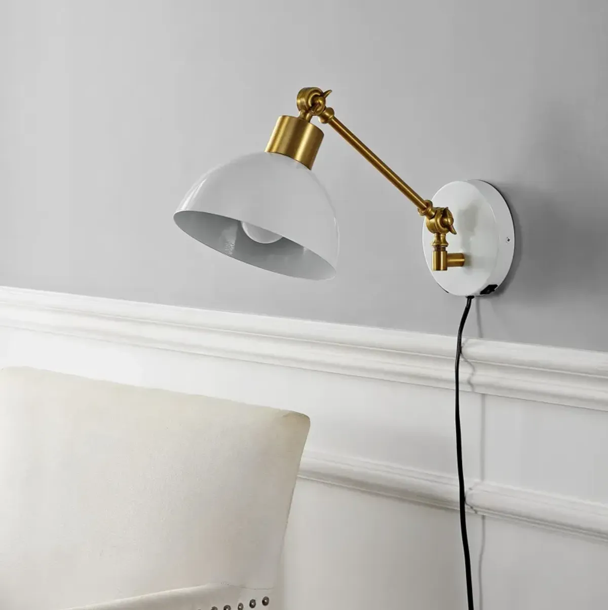 Lisa Swing Arm Modern Midcentury Iron USB Charging Port LED Sconce