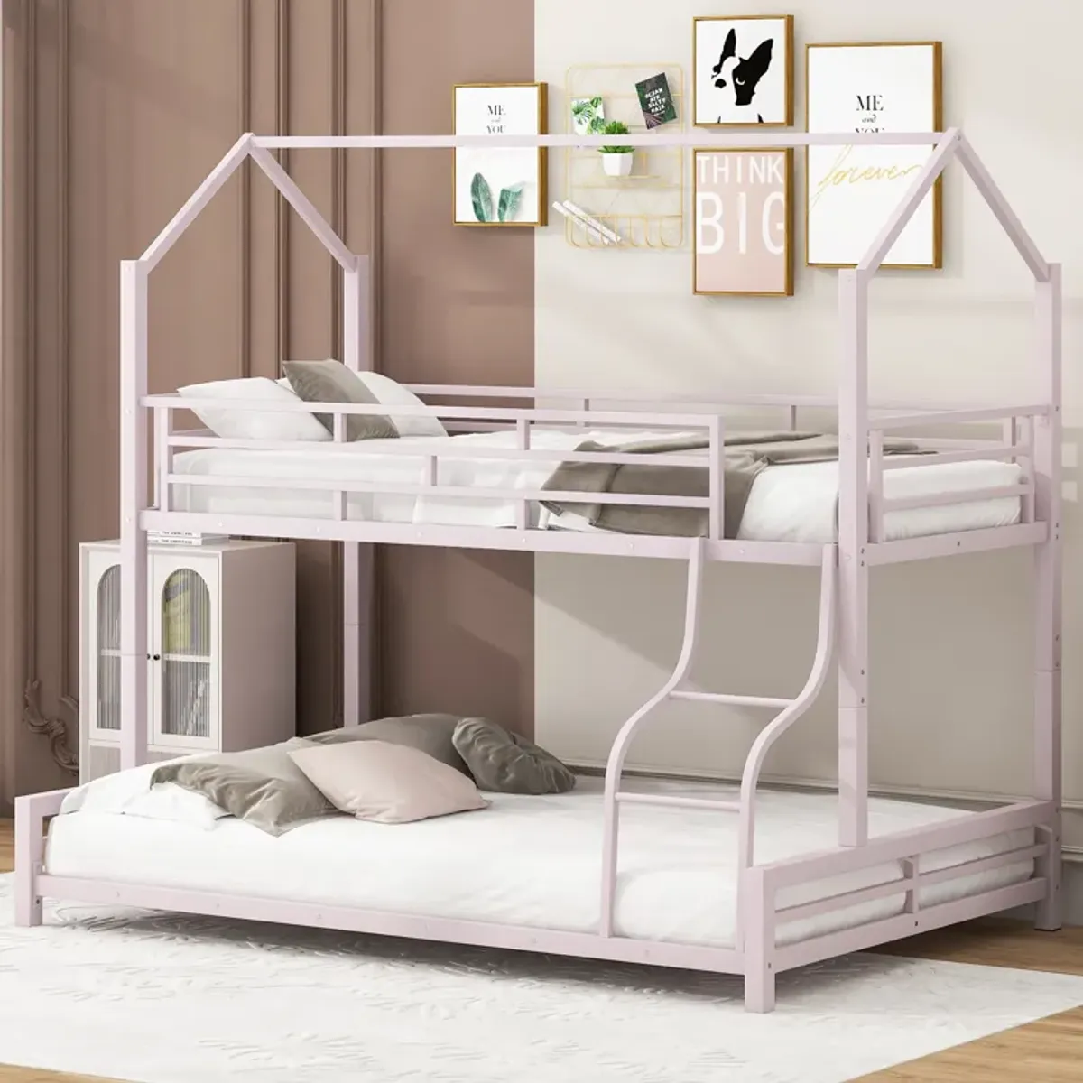 Merax Metal House Bunk Bed 2 Beds in 1