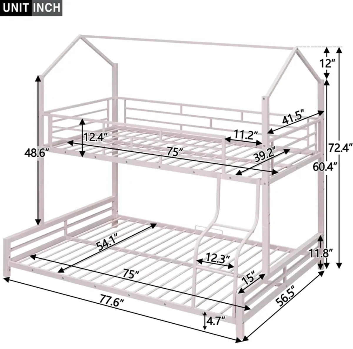 Merax Metal House Bunk Bed 2 Beds in 1