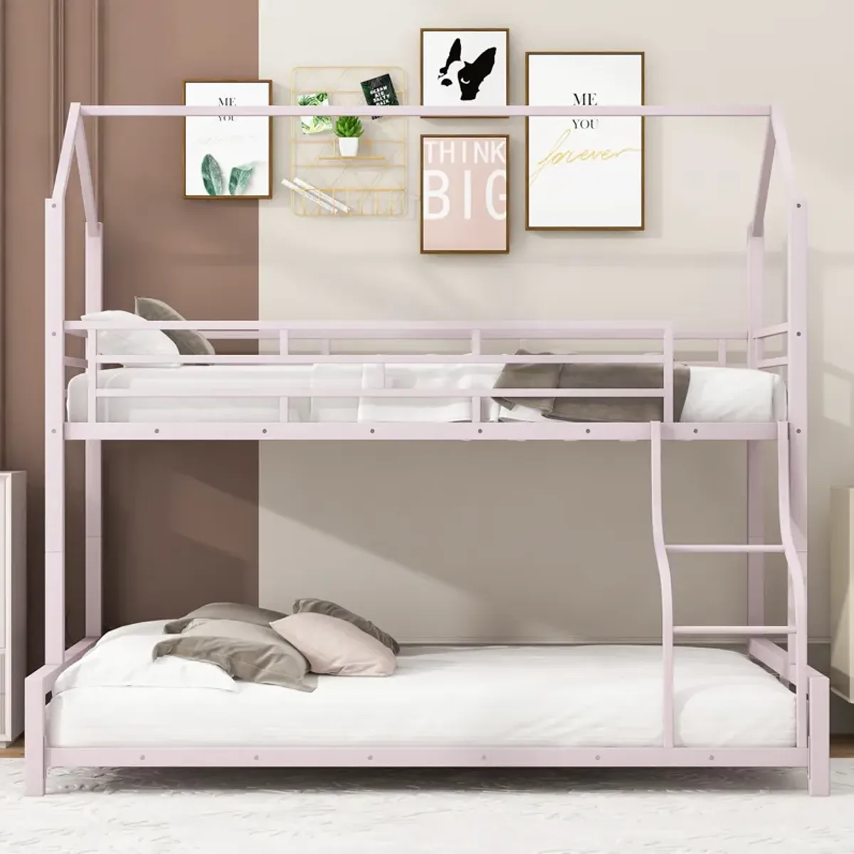 Merax Metal House Bunk Bed 2 Beds in 1