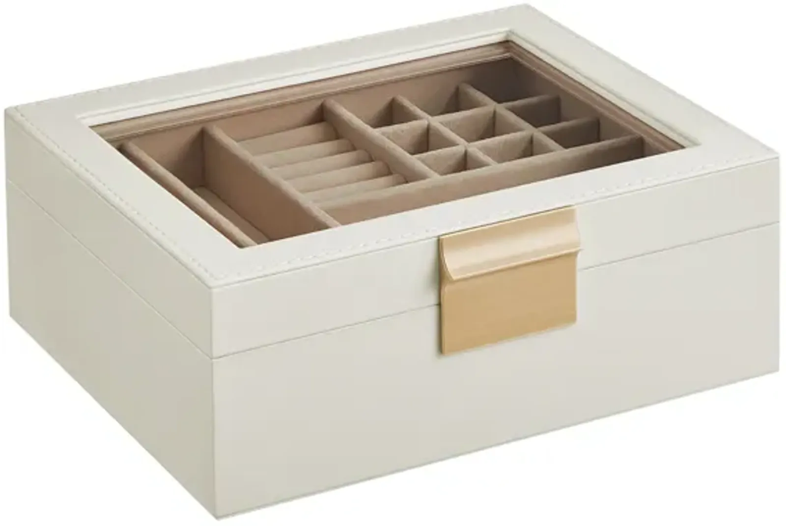 2-Layer Jewelry Box with Glass Lid Graphite