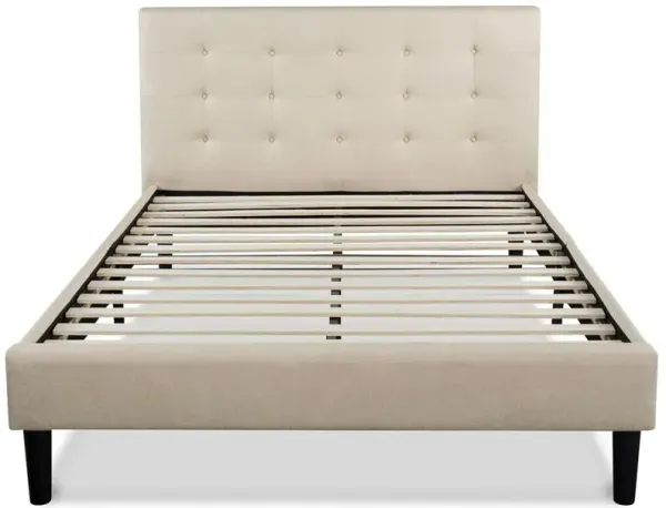 Hivvago King size Upholstered Platform Bed Frame with Button Tufted Headboard in Taupe