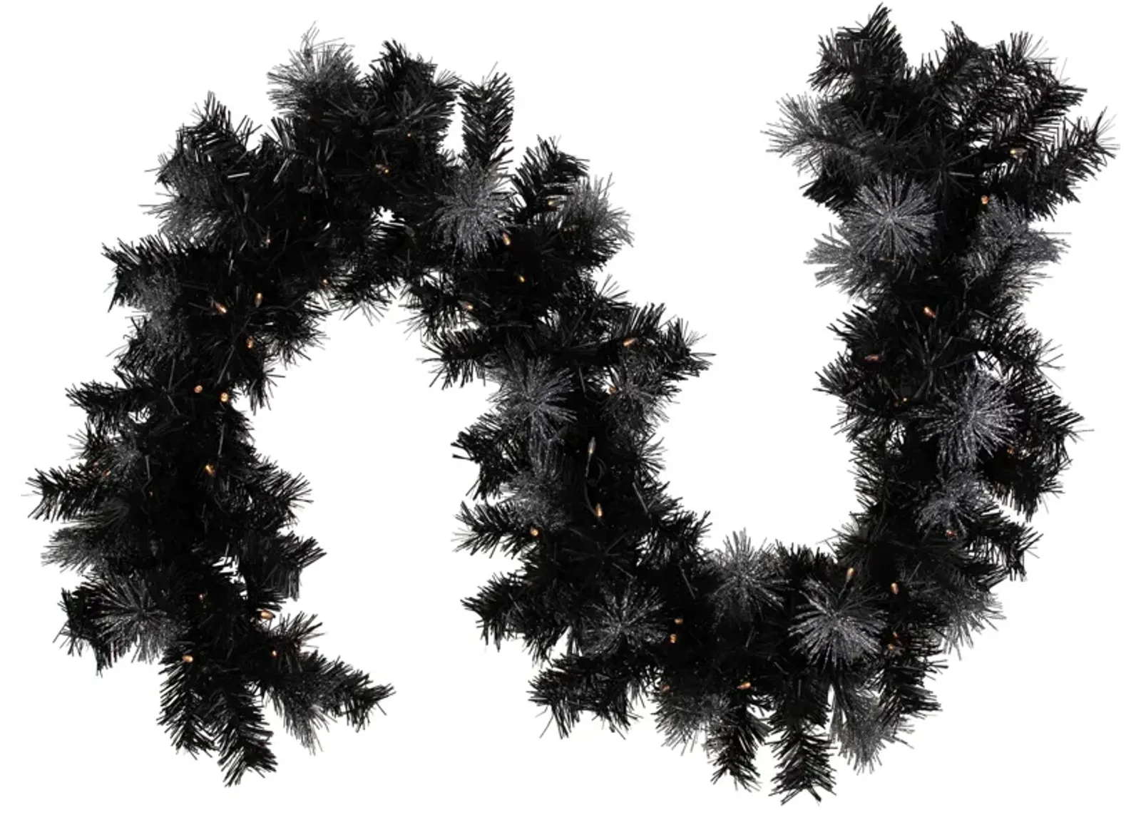 6' Pre-Lit Black Artificial Christmas Garland with Timer - Warm White LED Lights