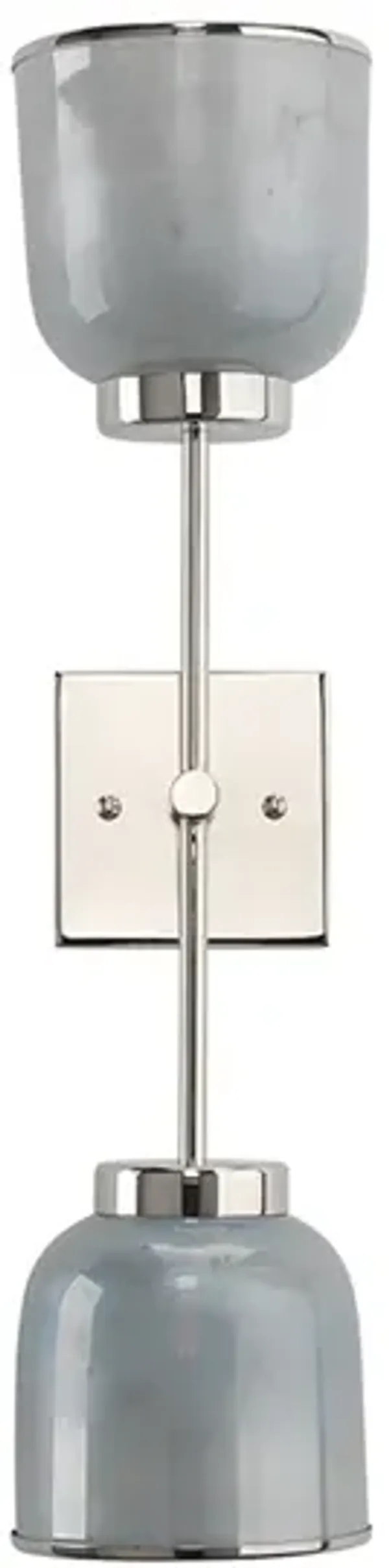 Vapor Double Sconce, Nickel and Blue Opal Metallic Glass