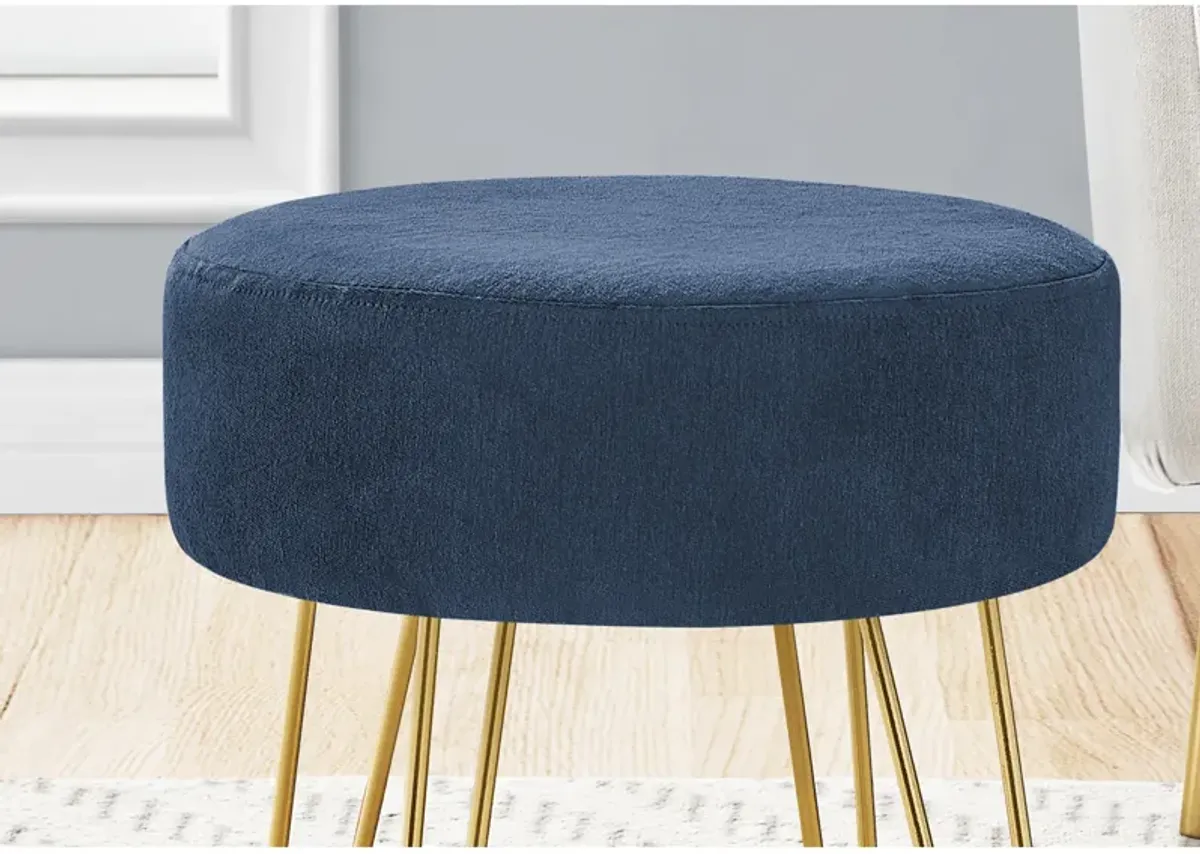 Monarch Specialties I 9000 Ottoman, Pouf, Footrest, Foot Stool, 14" Round, Fabric, Metal Legs, Contemporary, Modern