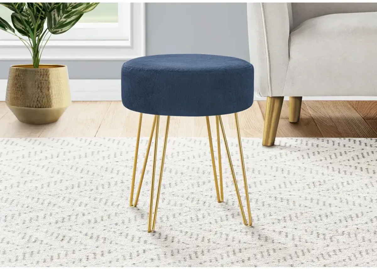 Monarch Specialties I 9000 Ottoman, Pouf, Footrest, Foot Stool, 14" Round, Fabric, Metal Legs, Contemporary, Modern