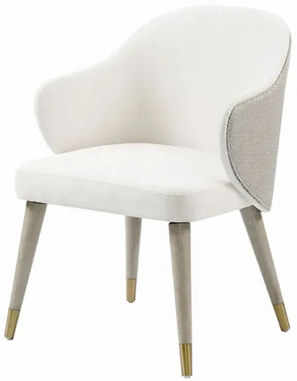 Arity Side Dining Chair Set of 2, Modern Light Gray Fabric, Gold Metal - Benzara