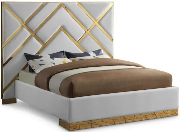 Meridian Furniture Vector White Vegan Leather Queen Bed