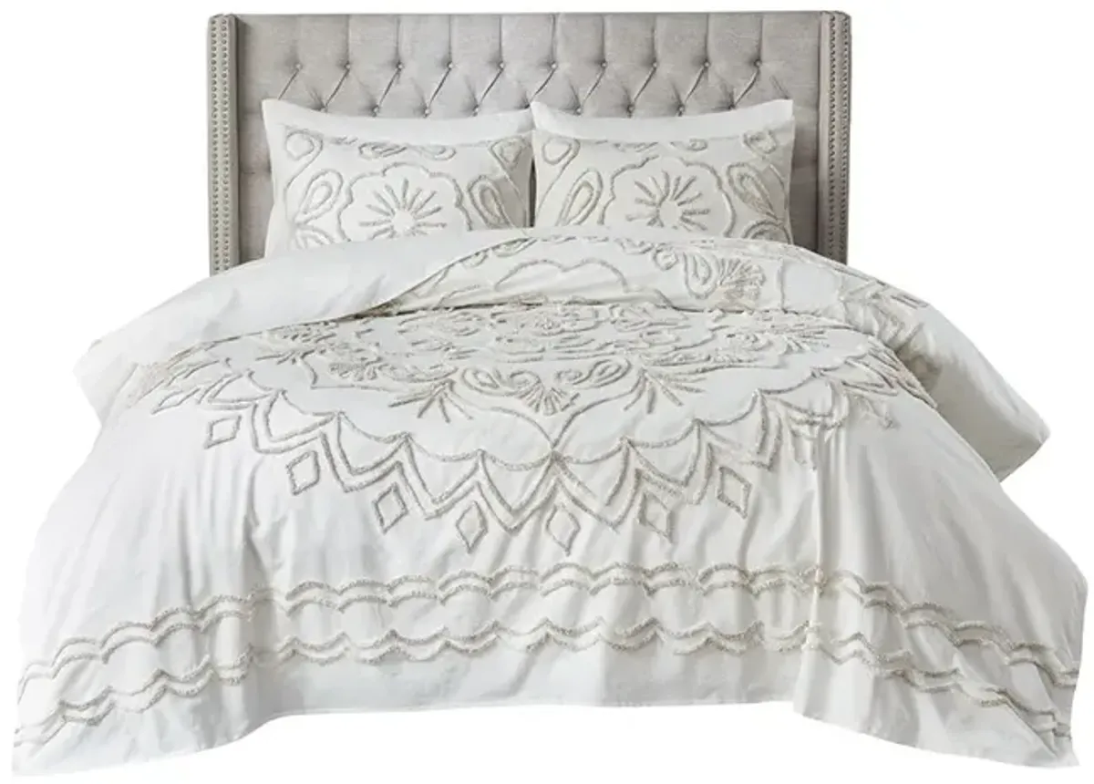 Gracie Mills Gertrude 3 Piece Tufted Cotton Chenille Coverlet Set