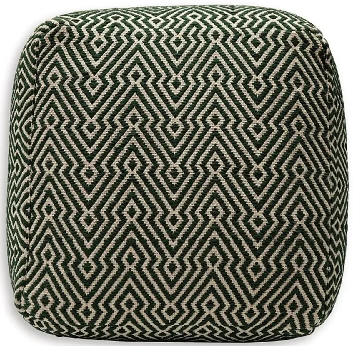 Fena 23 Inch Ottoman Pouf, Woven Pattern, Zipper Cotton Cover Black White -