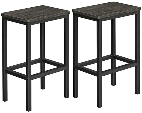 Hivvago Set of 2 Charcoal Gray & Black Bar Stools