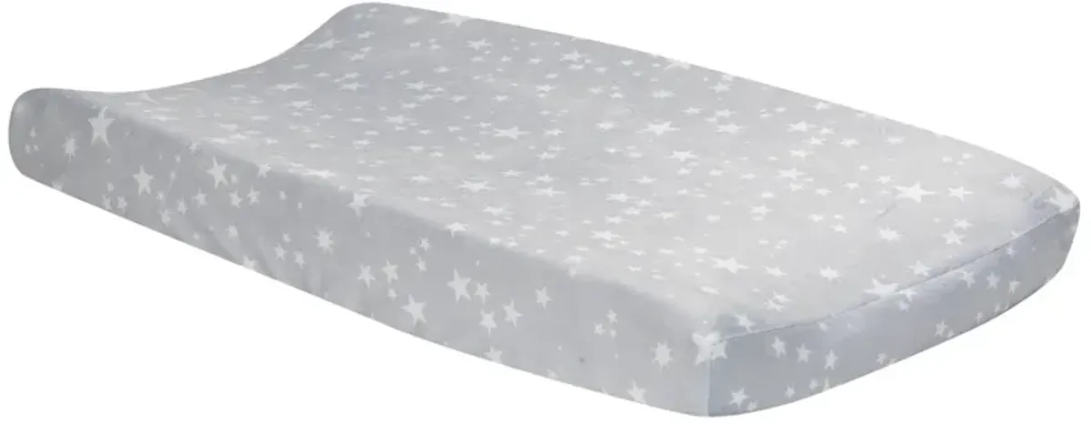 Lambs & Ivy Milky Way Gray/White Stars Minky Baby Changing Pad Cover