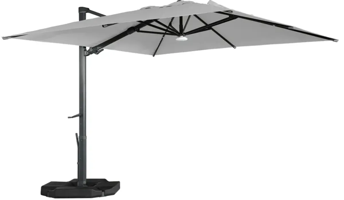 10x10ft 360 Rotable Square Cantilever Patio Umbrella with BaseandBT in Gray