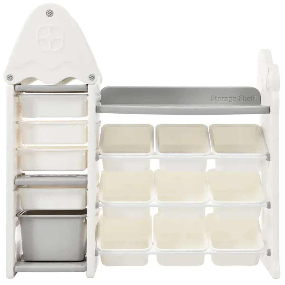 Eco-Friendly Kids' Toy Organizer with 13 Bins, Shelf, and Hanging Rack