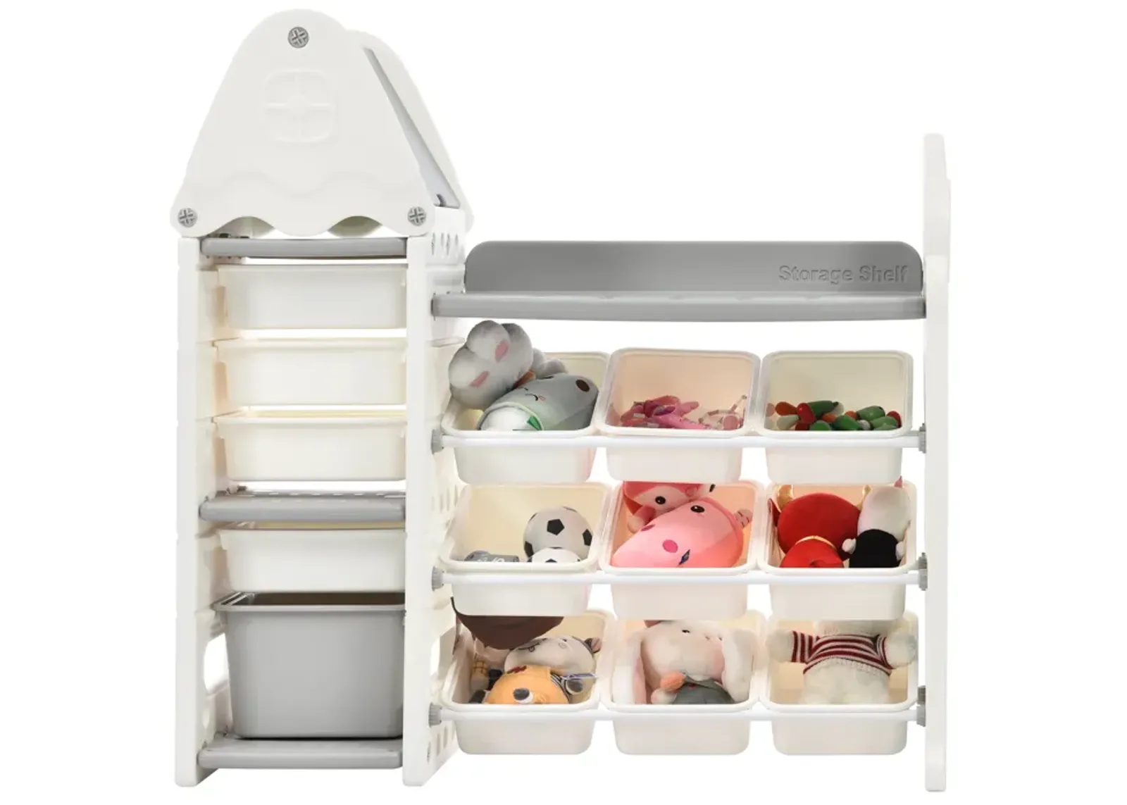 Eco-Friendly Kids' Toy Organizer with 13 Bins, Shelf, and Hanging Rack