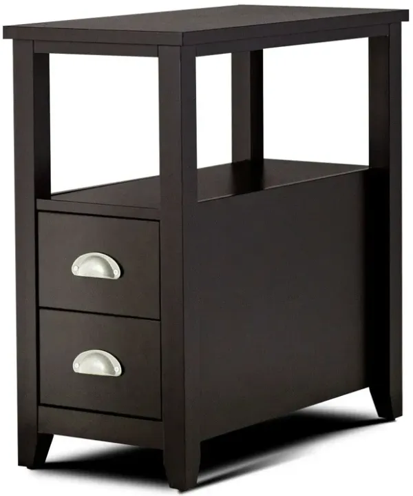 Nightstand End Table Wooden with 2 Drawers and Shelf Bedside Table