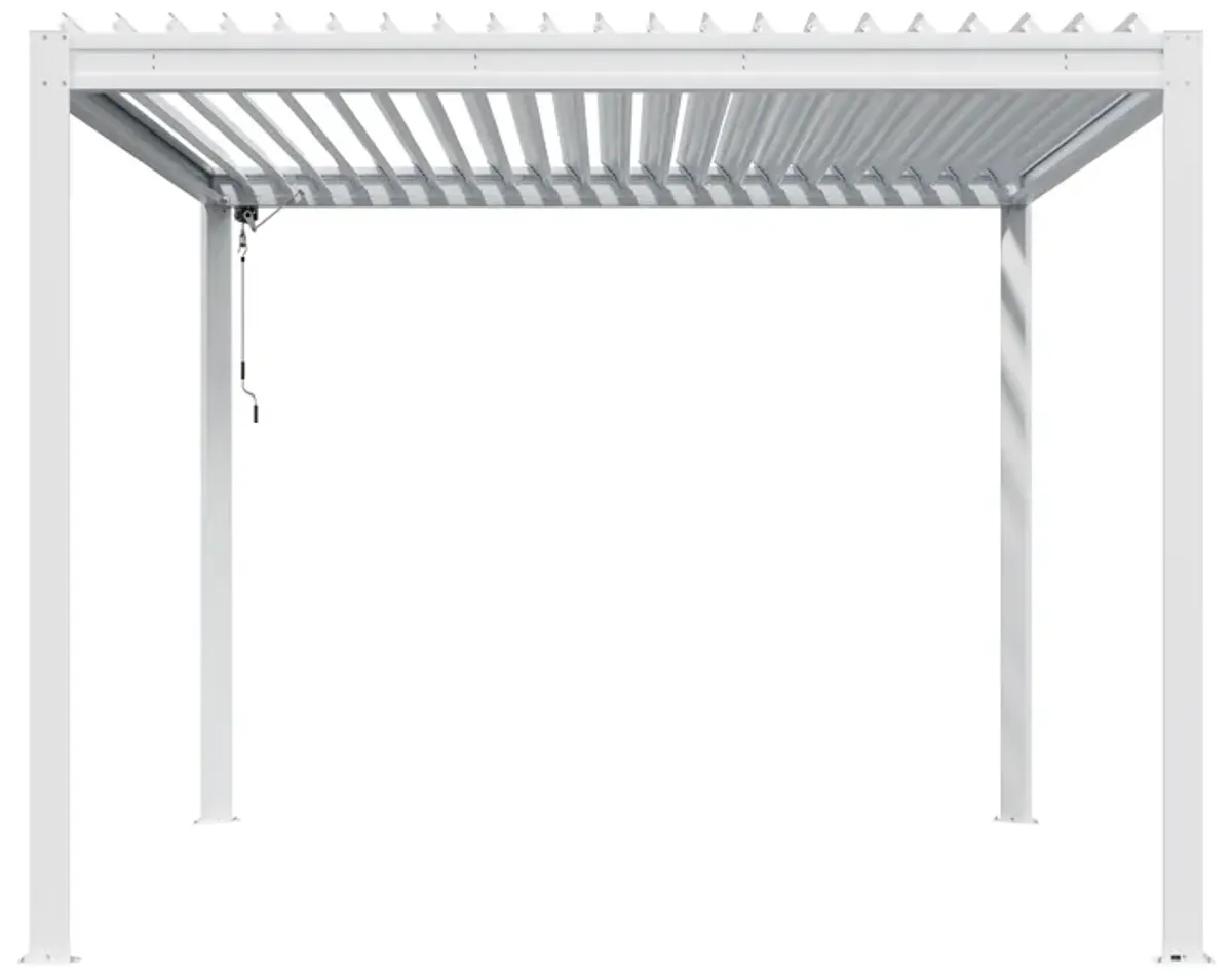 MONDAWE 10X10FT Outdoor Louvered Aluminum Pergola with Adjustable Roof and Efficient Drainage System for Patio, Deck, Garden