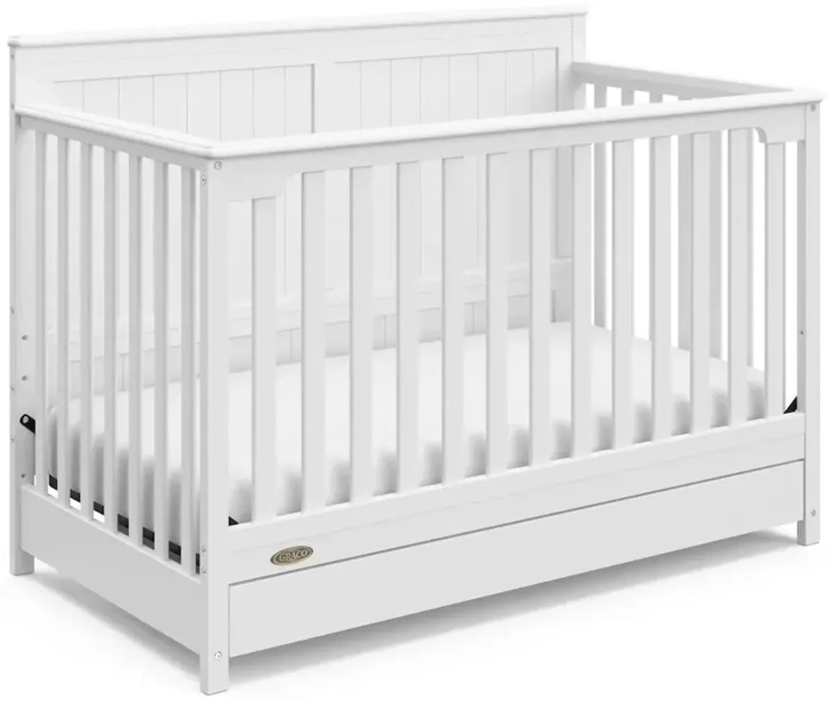 Graco Hadley 5-in-1 Convertible Crib with Drawer (White) –Crib with Drawer Combo