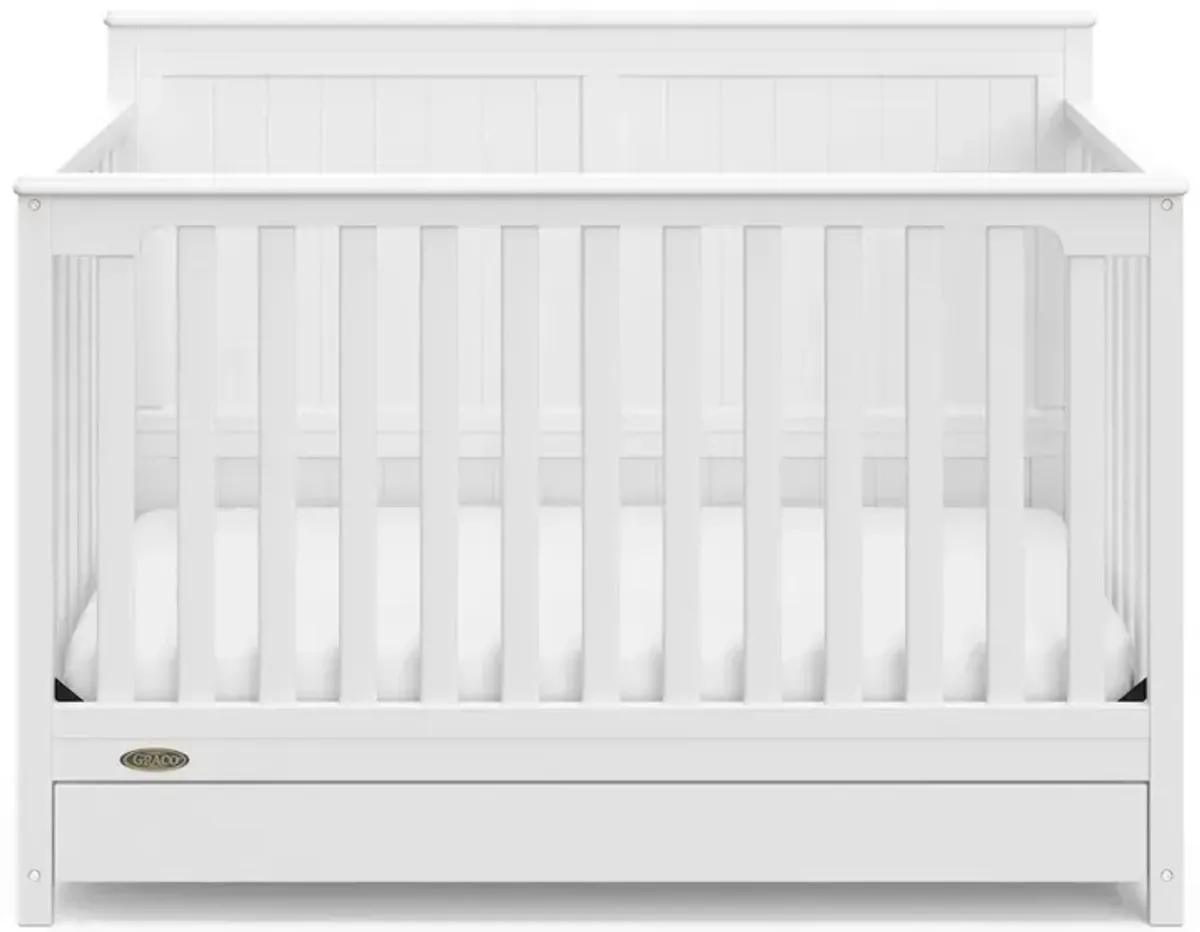 Graco Hadley 5-in-1 Convertible Crib with Drawer (White) –Crib with Drawer Combo