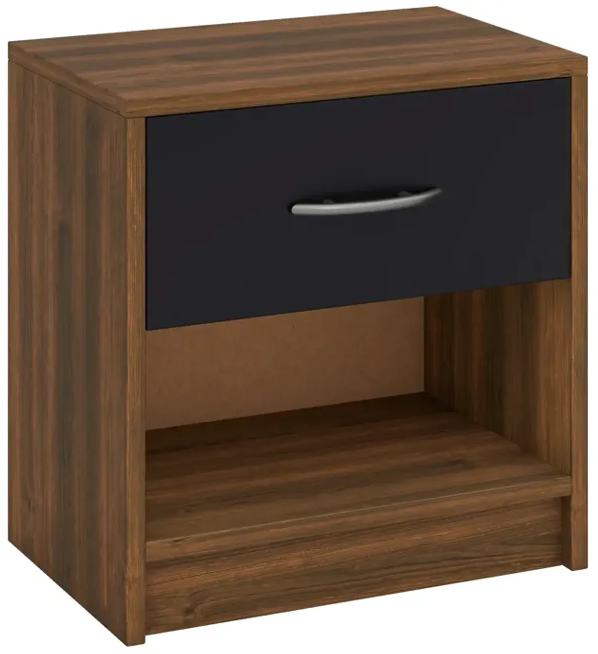 Bedside Table Nightstand with Drawer and Open Storage Shelf