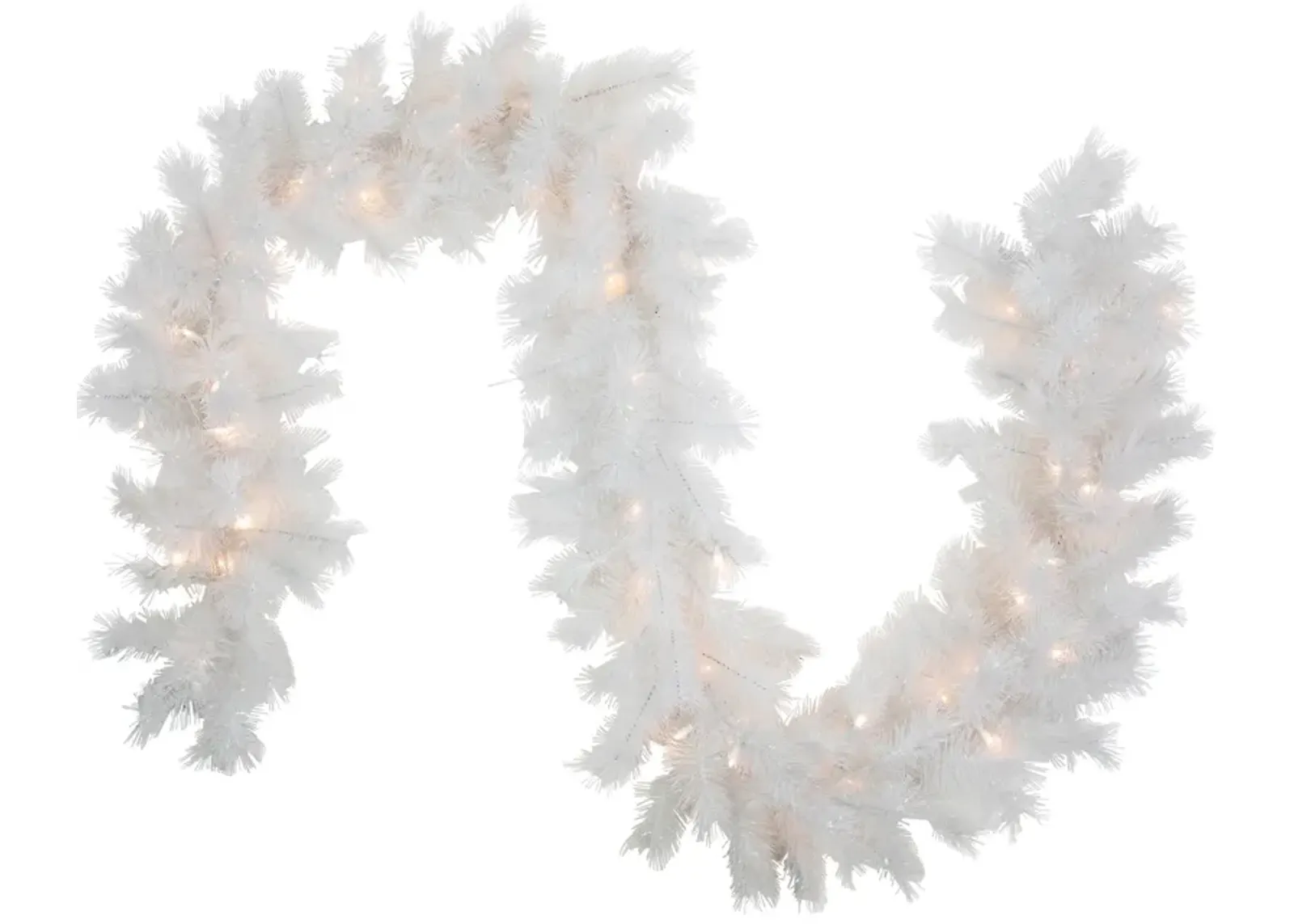 9' x 14" Pre-Lit White Alaskan Pine Artificial Christmas Garland  Warm White LED Lights