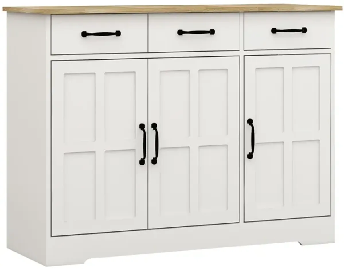 White Wood 42.72 in. Sideboard with Shaker Style Design Doors