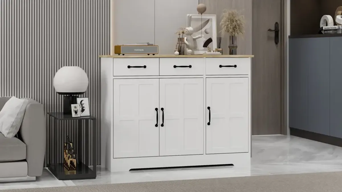 White Wood 42.72 in. Sideboard with Shaker Style Design Doors