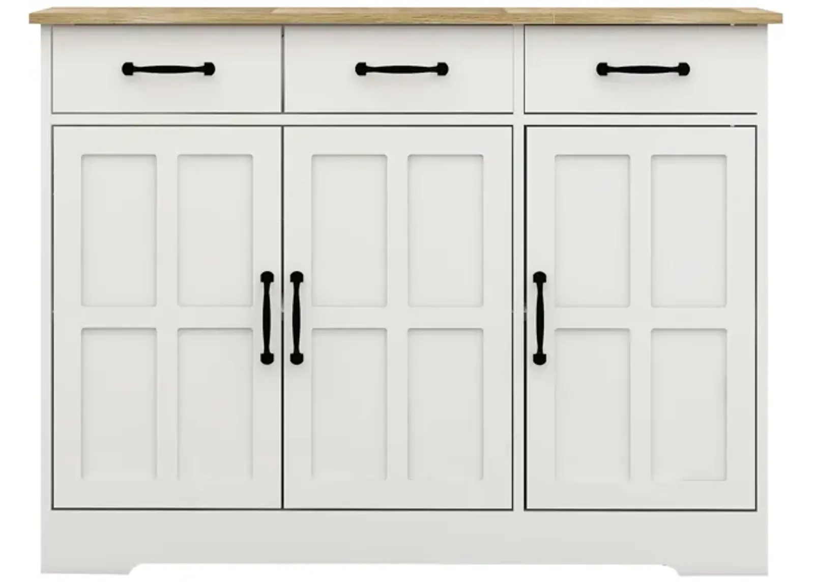 White Wood 42.72 in. Sideboard with Shaker Style Design Doors