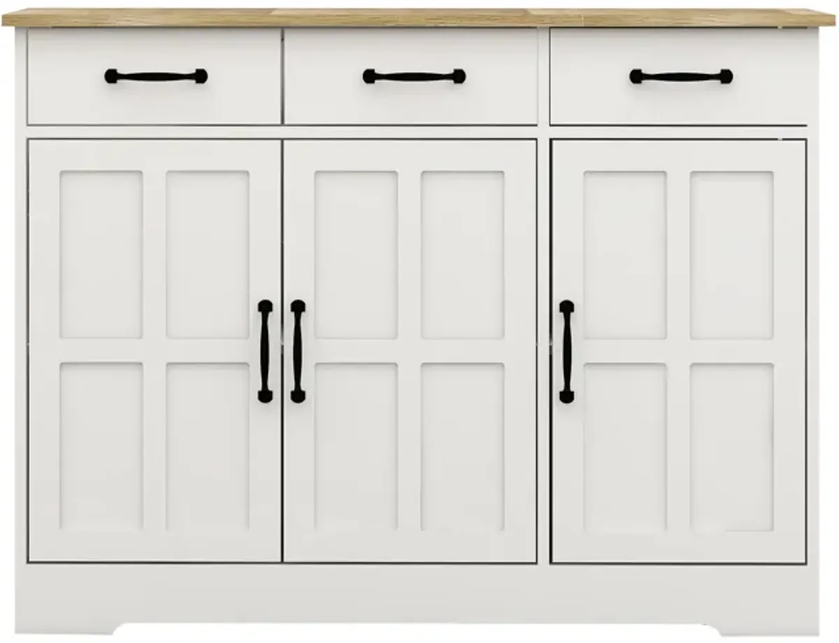 White Wood 42.72 in. Sideboard with Shaker Style Design Doors