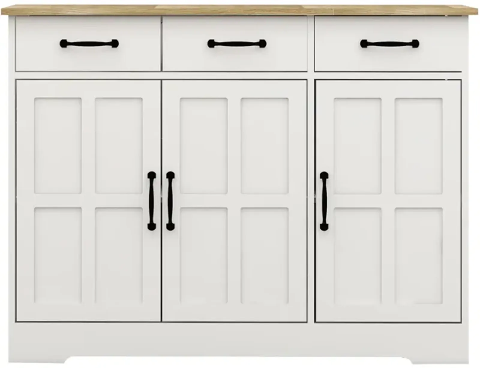 White Wood 42.72 in. Sideboard with Shaker Style Design Doors