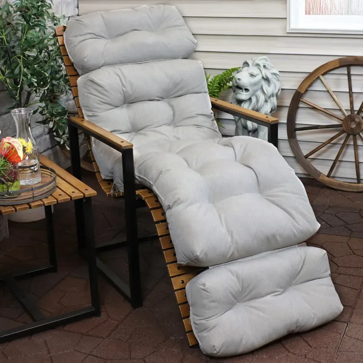 Sunnydaze Indoor/Outdoor Olefin Tufted Chaise Lounge Chair Cushions