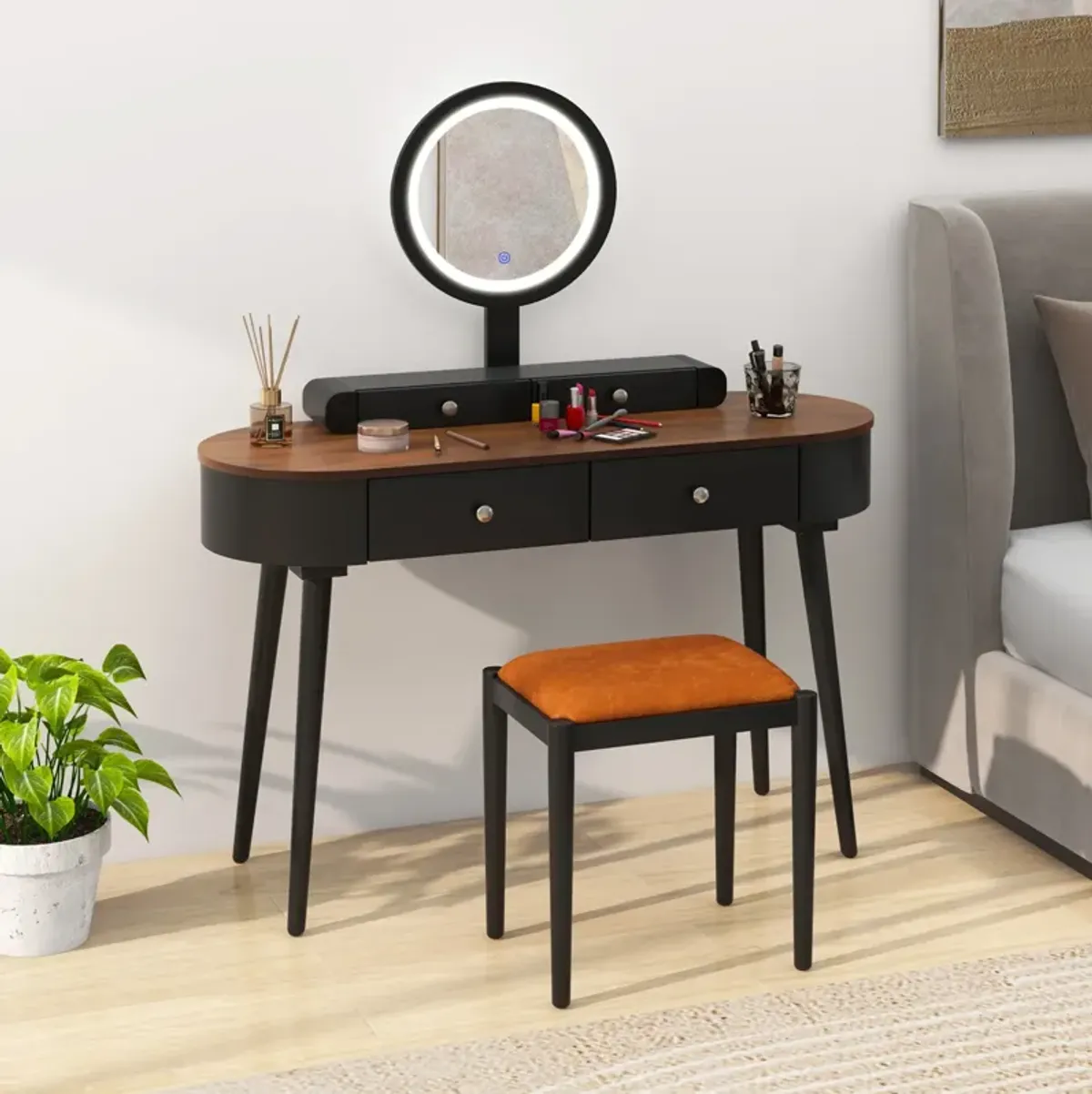 Makeup Vanity Table Set with LED Mirror and 3 Spacious Drawers