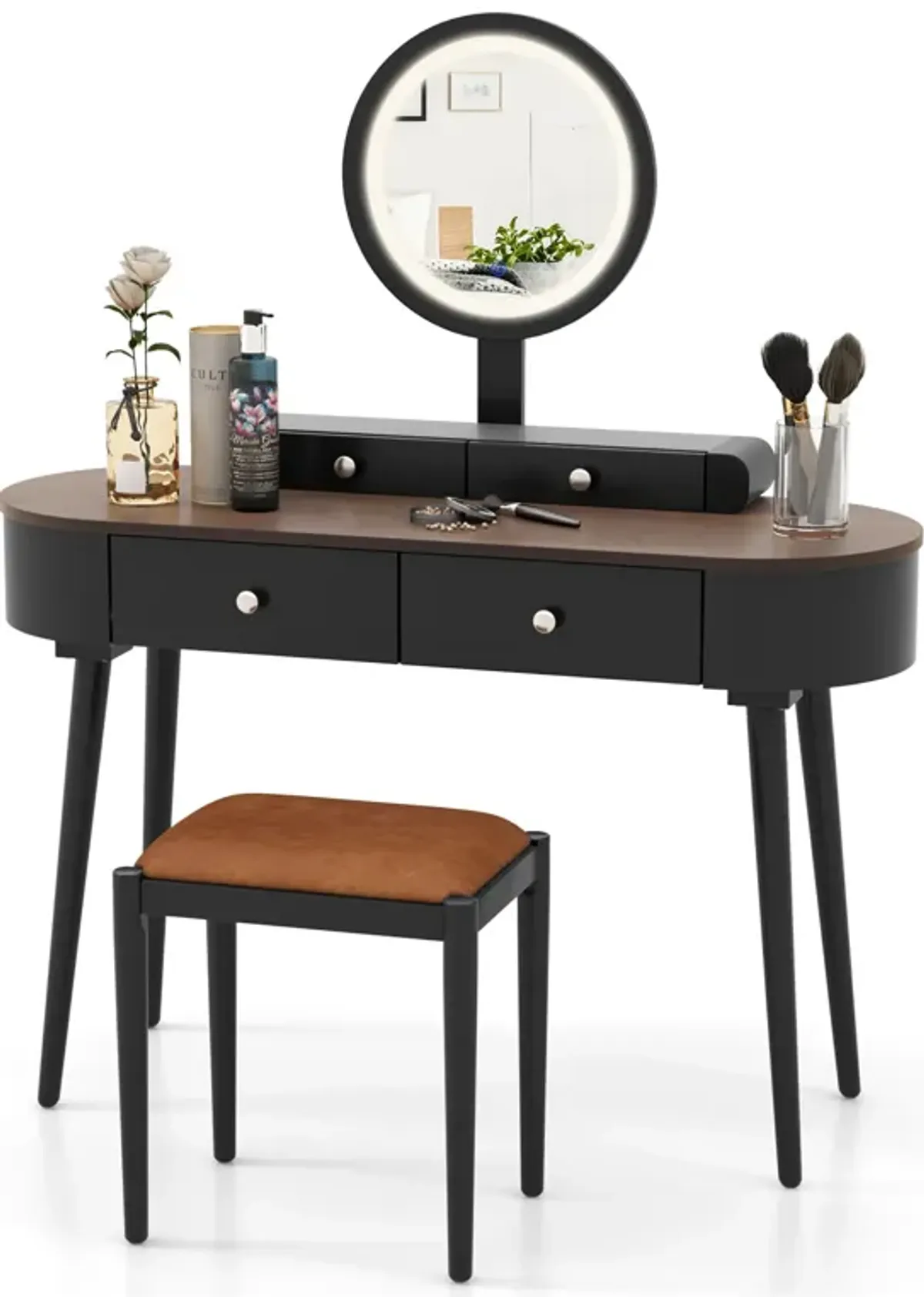 Makeup Vanity Table Set with LED Mirror and 3 Spacious Drawers