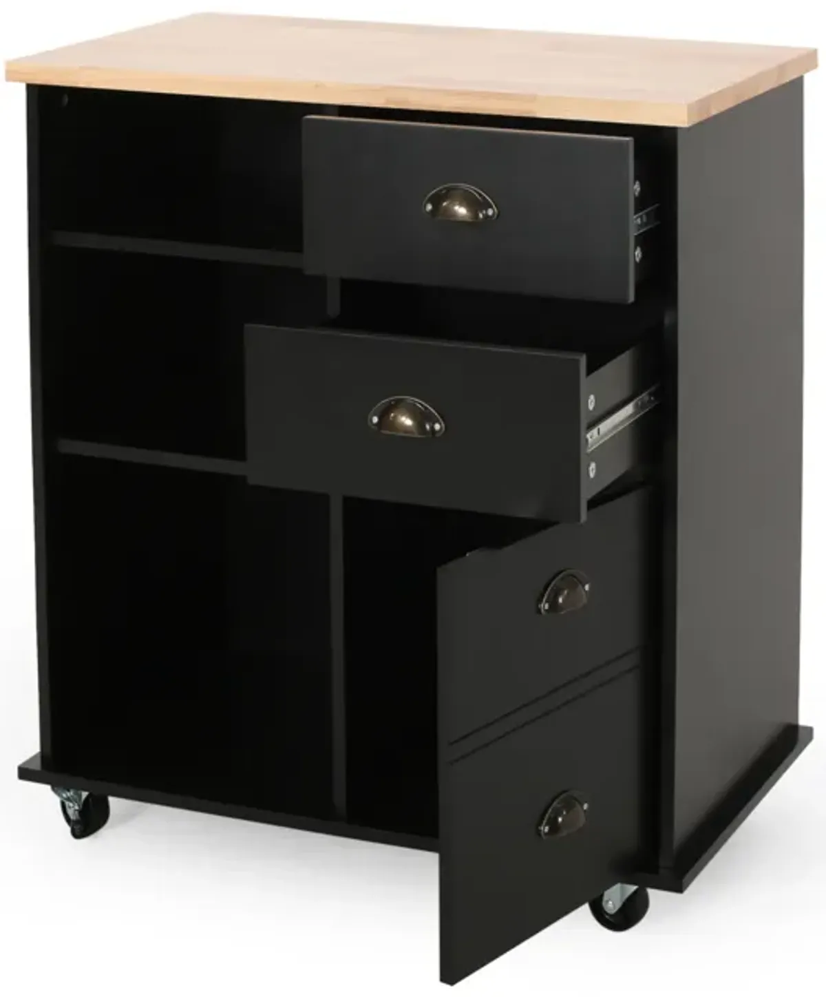 Streamdale Contemporary Kitchen Cart with Rubberwood Top