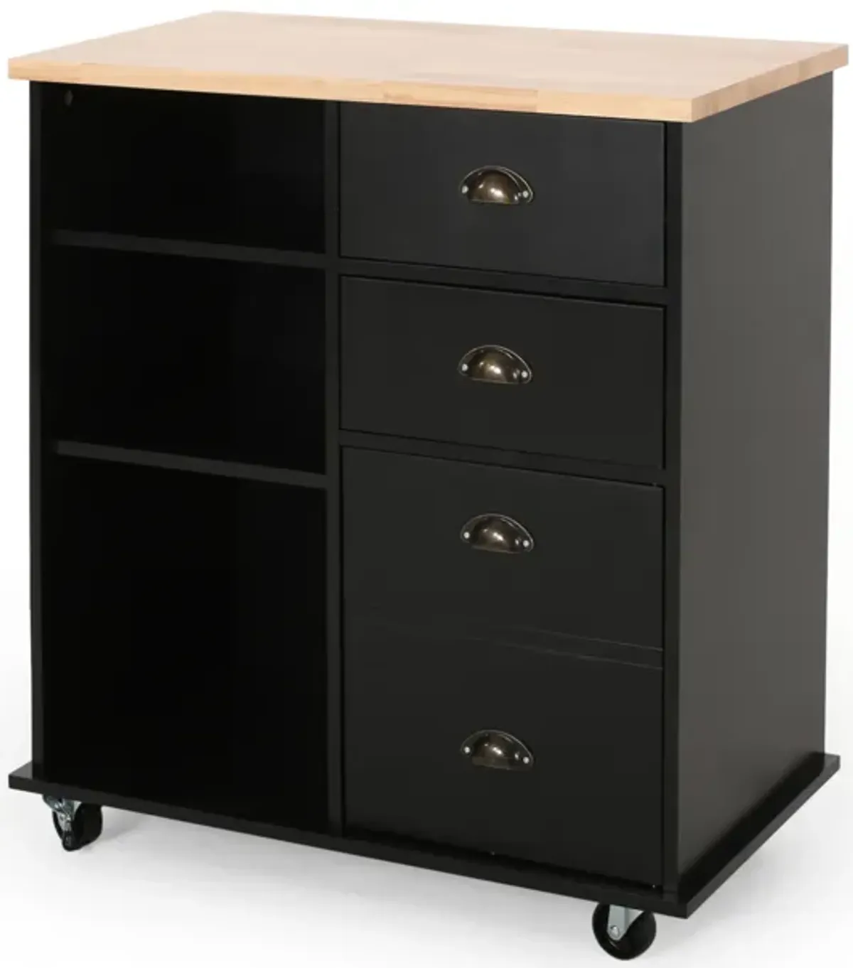 Streamdale Contemporary Kitchen Cart with Rubberwood Top
