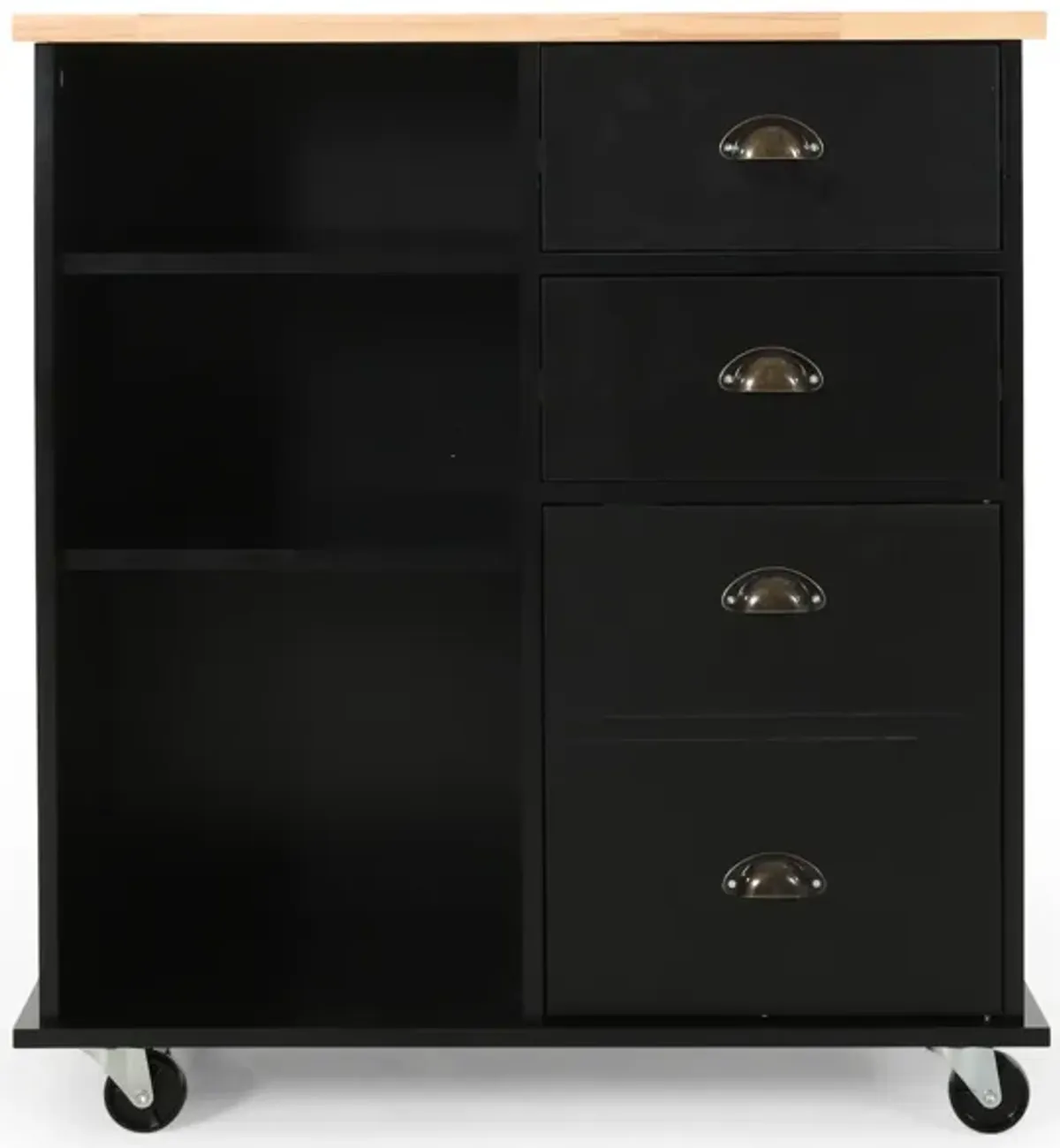 Streamdale Contemporary Kitchen Cart with Rubberwood Top