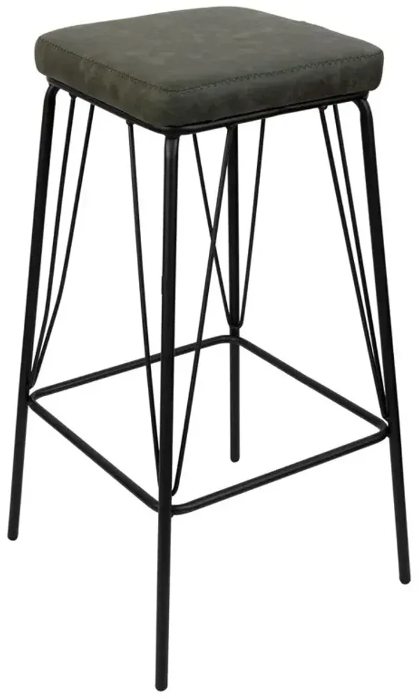LeisureMod Millard Leather Bar Stool With Metal Frame