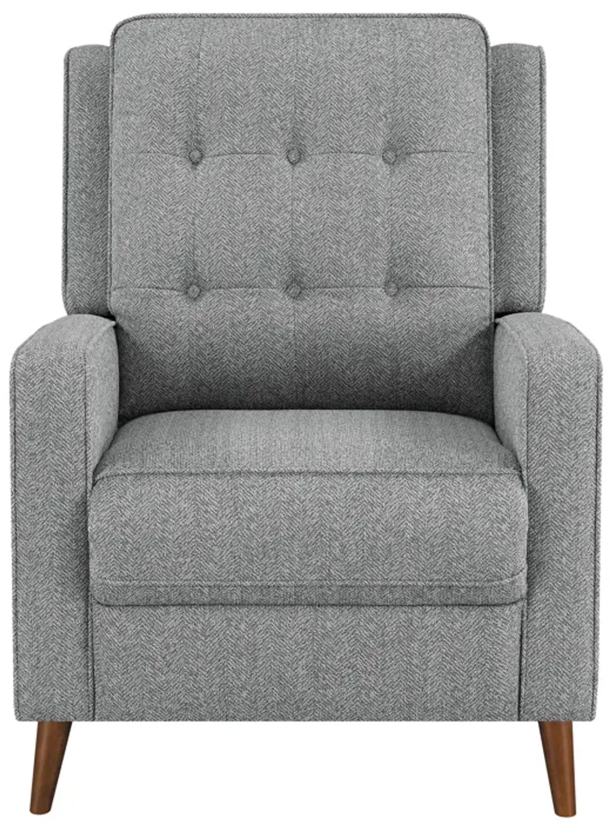 31 Inch Modern Manual Recliner Chair with Padded Button Tufted Back, Gray-Benzara