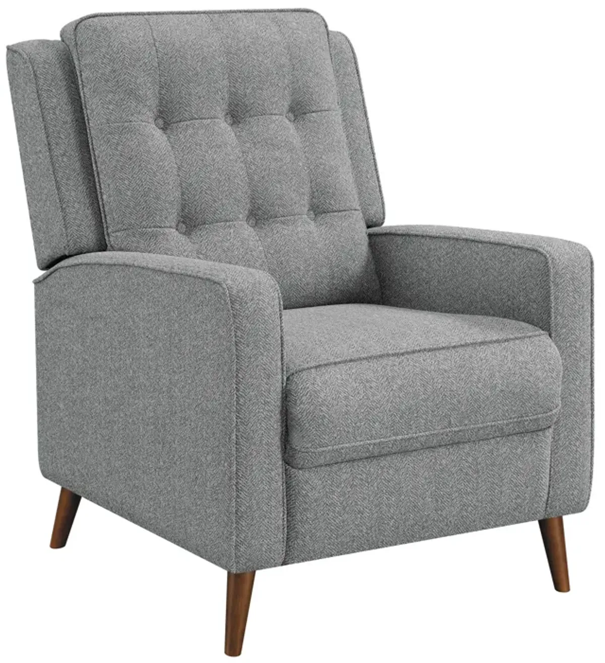 31 Inch Modern Manual Recliner Chair with Padded Button Tufted Back, Gray-Benzara