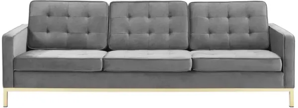 Loft Gold Stainless Steel Leg Performance Velvet Sofa Gray EEI-3387-GLD-GRY