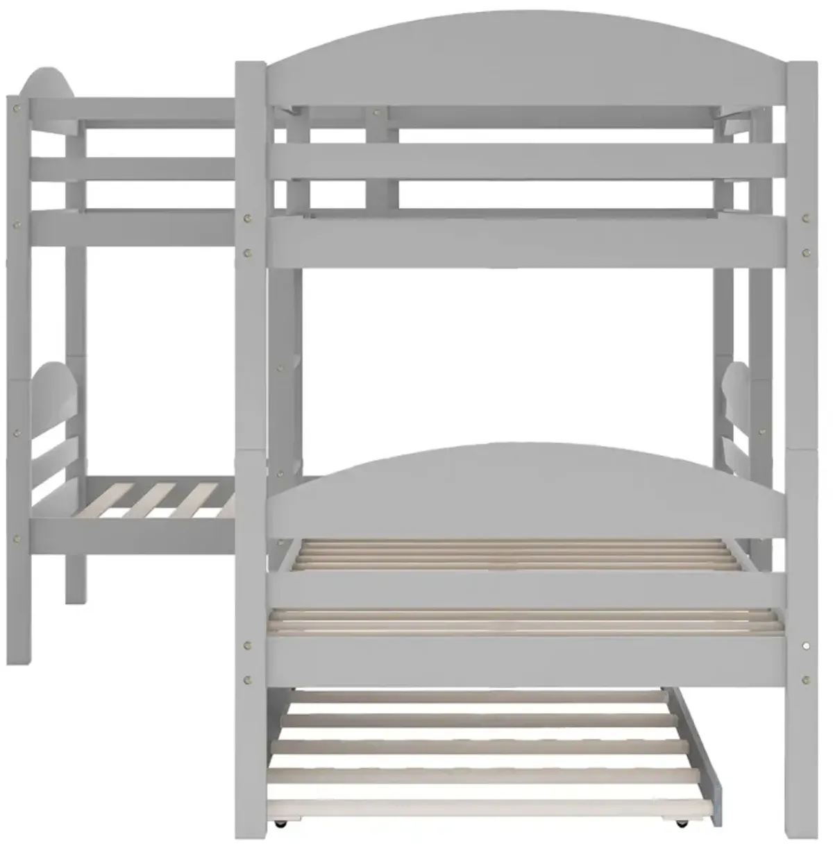 Twin L-Shaped Bunk Bed With Trundle