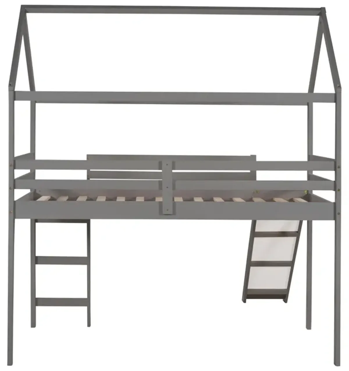 Twin Loft Bed with Slide, House Bed with Slide