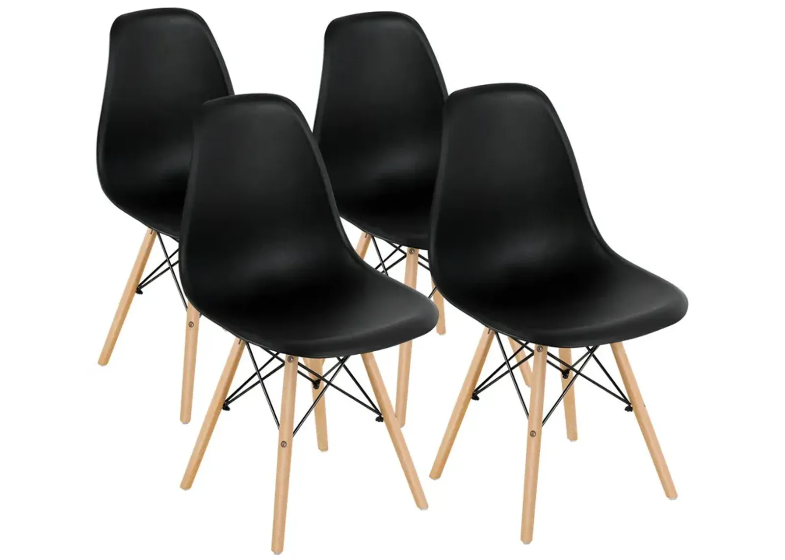 Costway Set of 4 Modern Dining Side Chair Armless Home Office w/ Wood Legs White