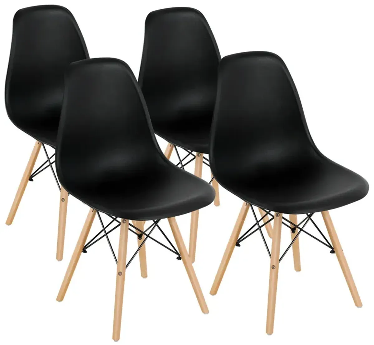 Costway Set of 4 Modern Dining Side Chair Armless Home Office w/ Wood Legs White