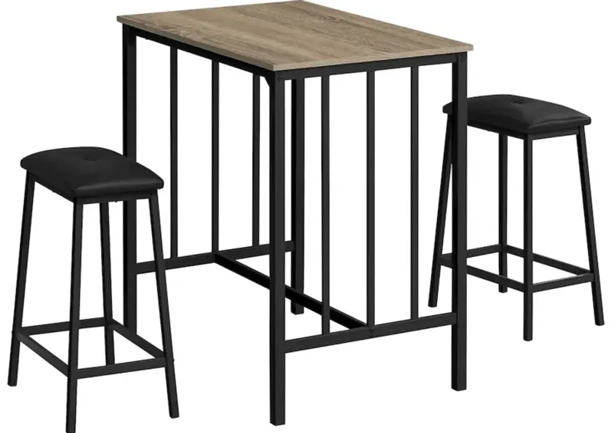 Contemporary Dining Set in Dark Taupe,Black color