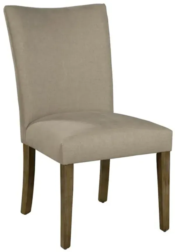 Zeus Dining Side Chair Set of 2, Gray Fabric, Brown Tapered Legs - Benzara